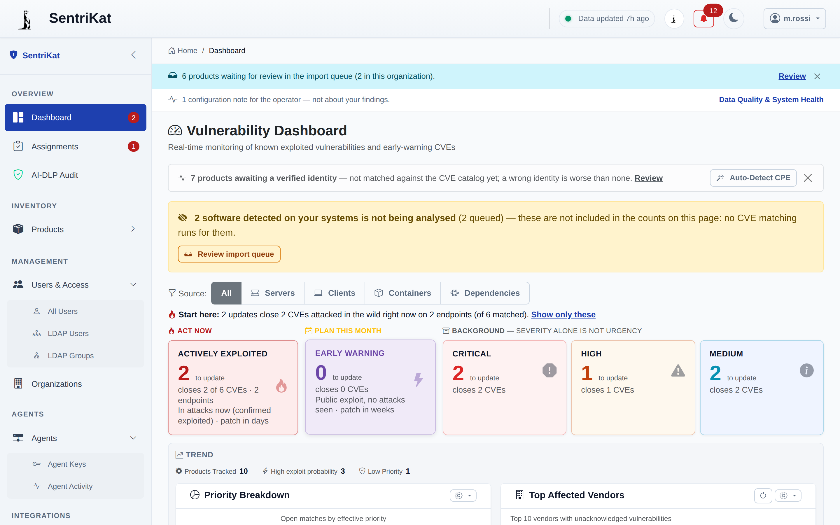 A filtered vulnerability list