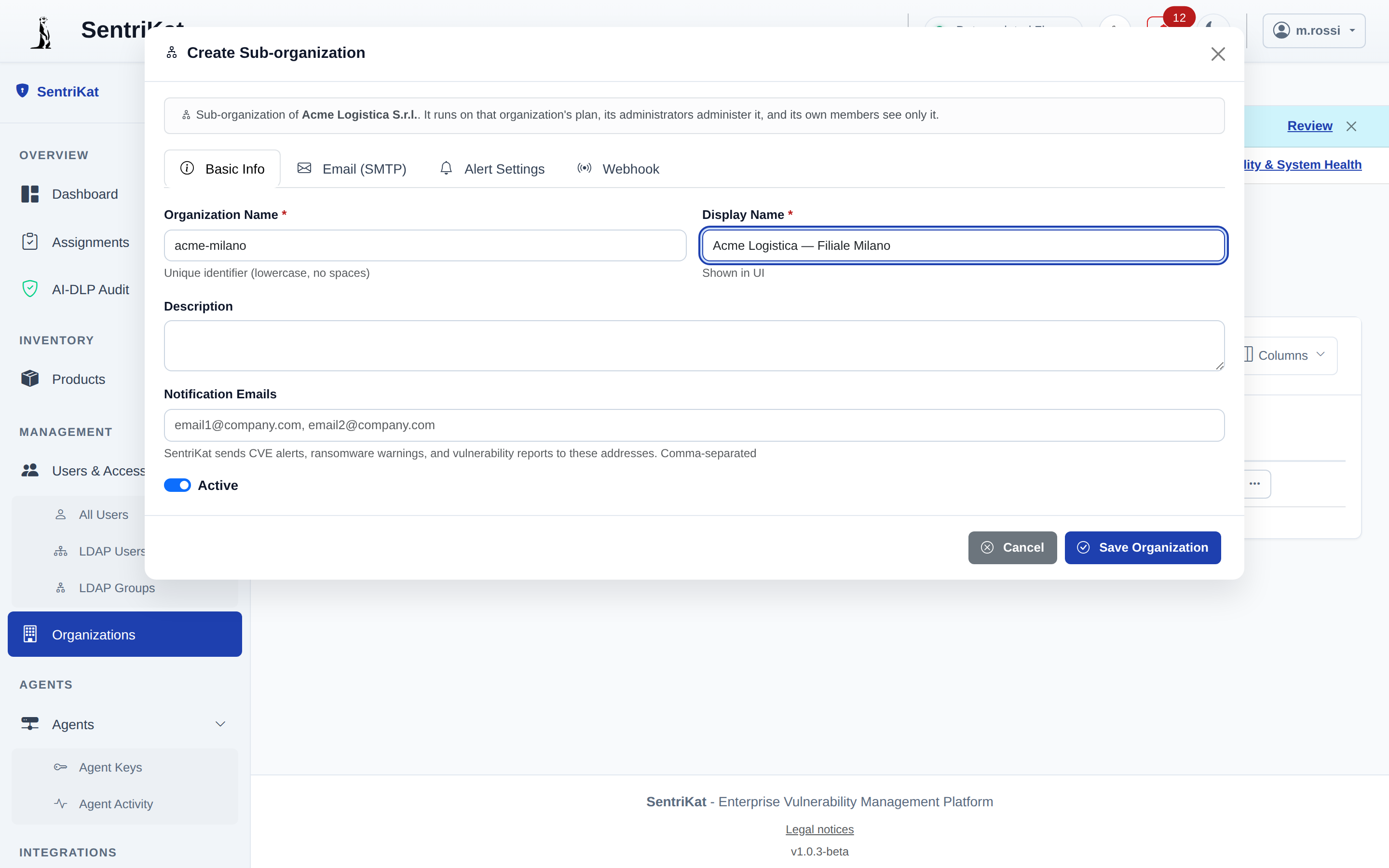 Creating a sub-organization